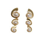 Aretes Largos de 3 Perlas, joyería Maktub