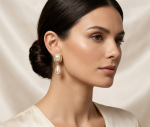 Arete cuadro y gota perla - Imagen 2
