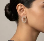 Arete ovalado con zirconia alrededor - Imagen 2