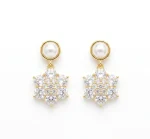 Arete cristal perla y flor