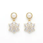 Arete cristal perla y flor